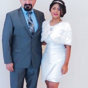 White with glitter dress and top cover whitejacket